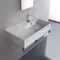 Marble Design Ceramic Wall Mounted Sink With Counter Space, Towel Bar Included
